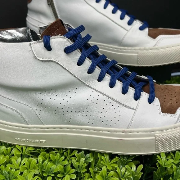 P448 Men White and Brown Suede High-Top Sneakers. Italian leather size 43 - Picture 13 of 13